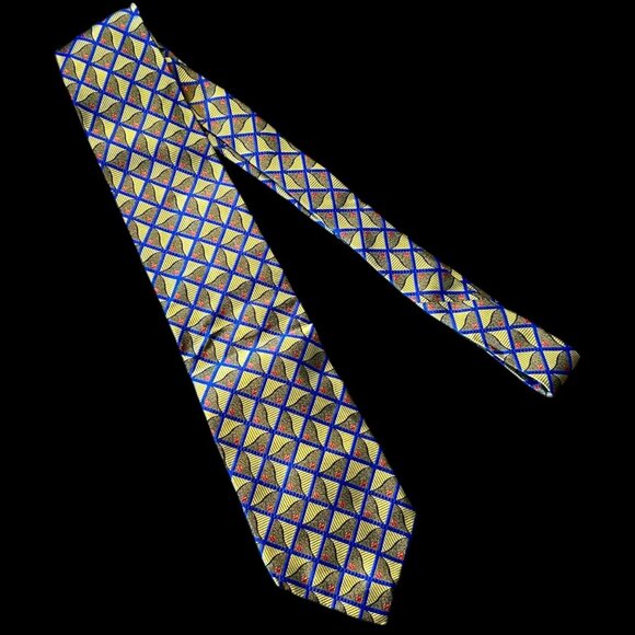 Hickey Freeman 100% Silk Woven Geometric Novelty Retro Print Tie - Picture 2 of 6